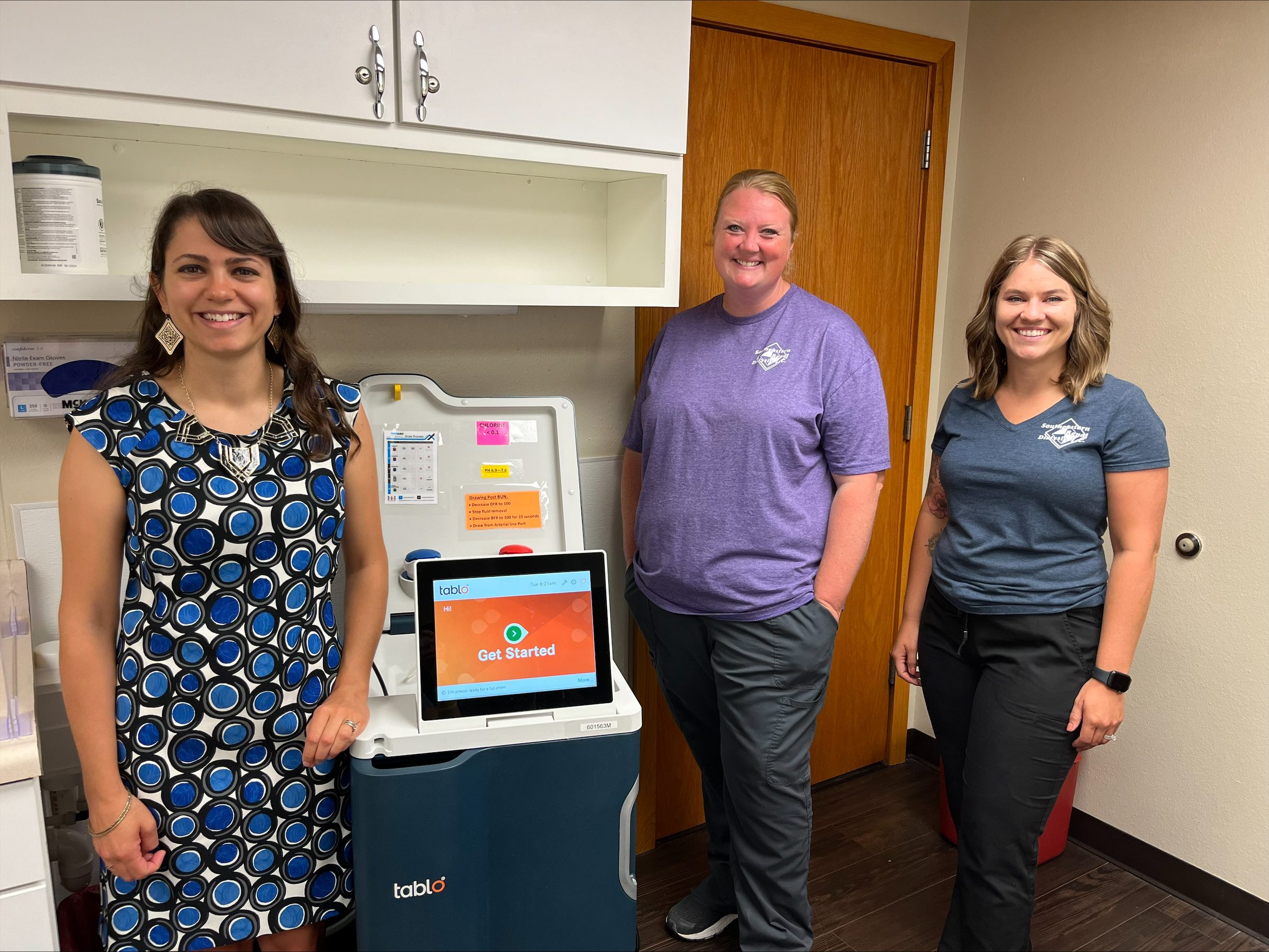 Maria Story, MD, with home hemodialysis team members Carry Holtkamp, RN, BSN, and Taylor Stevens, RD.