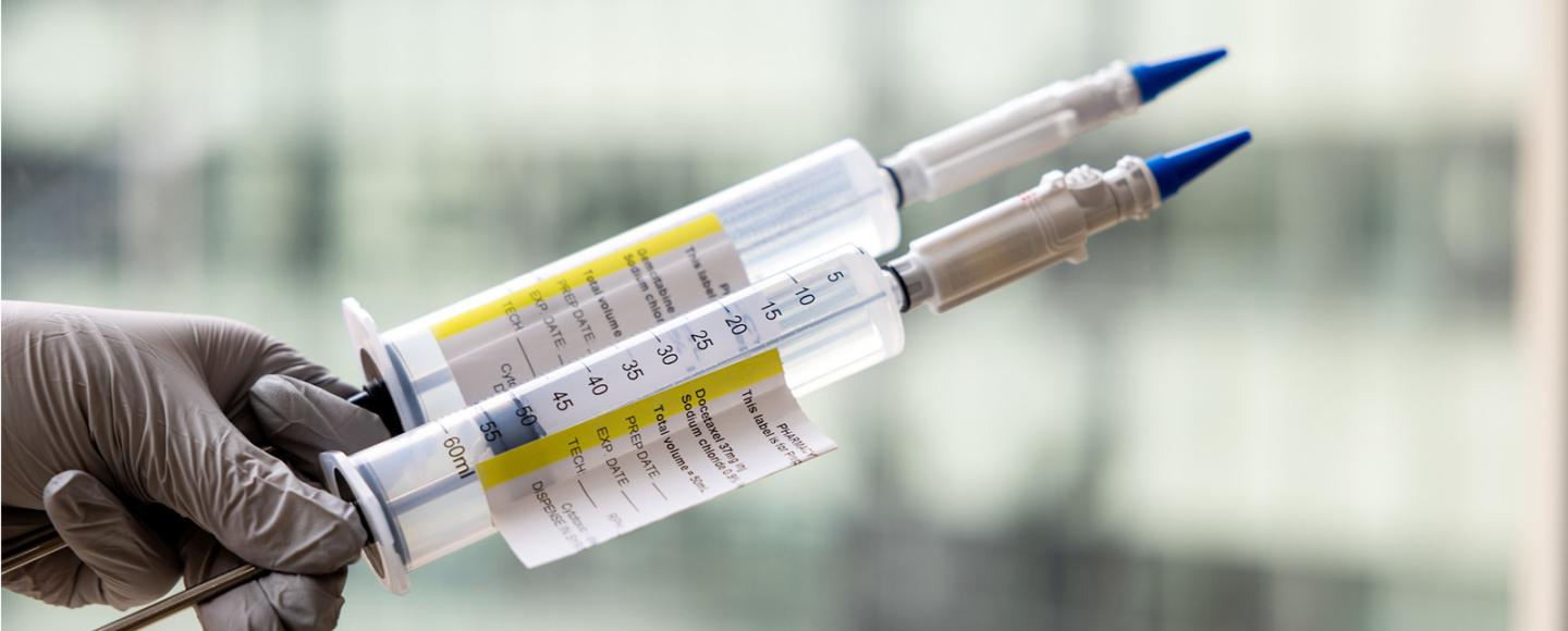 Syringes with simulated chemotherapy drugs photographed on Friday, March 3, 2023. Combination chemotherapy with gemcitabine and docetaxel has been found to be an effective treatment for non-muscle-invasive bladder cancer.