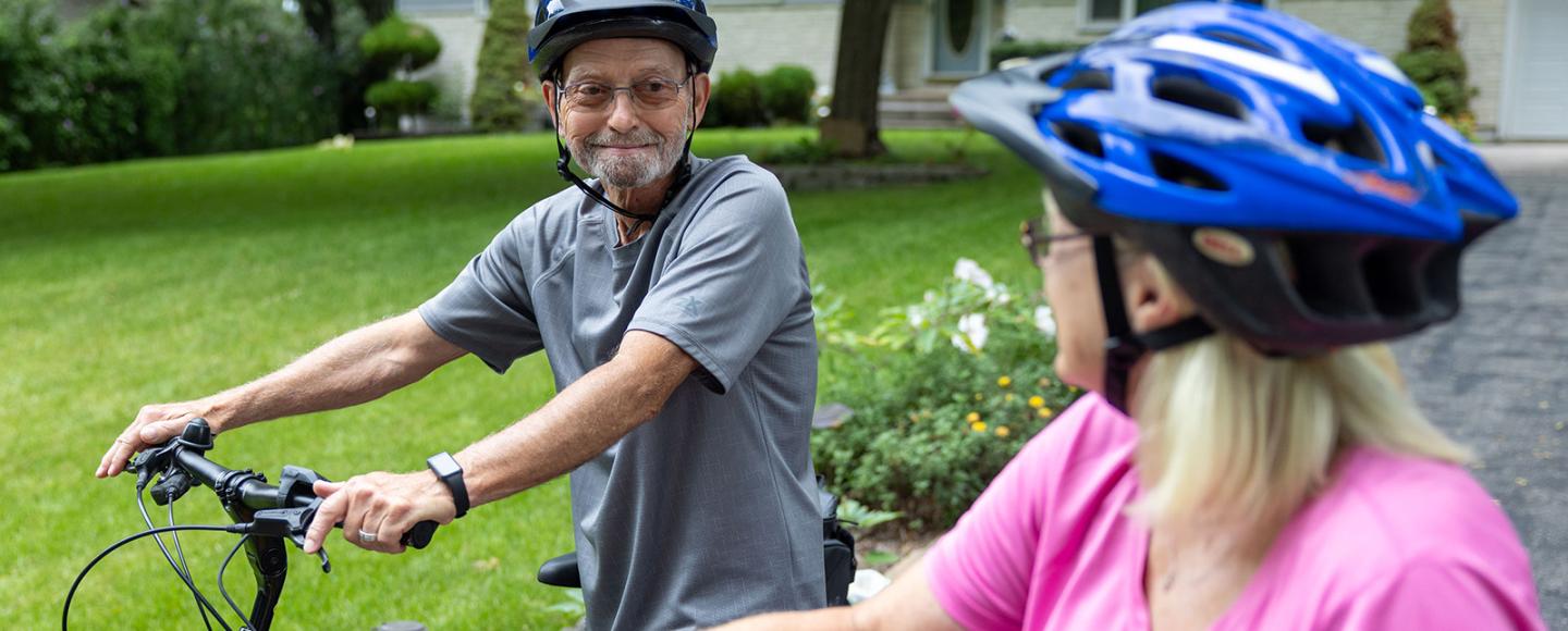 Daimon Cundiff on his bicycle