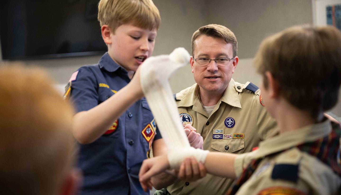 Brian Privett with Cub Scouts