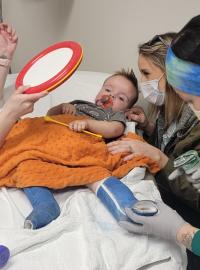 Child during clubfoot appointment