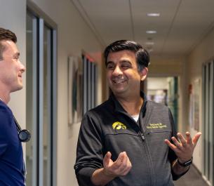 Manish Suneja, Director, Internal Medicine Residency Program, on Friday, June 16, 2023. With residents Taylor Cox and Reed Johnson.