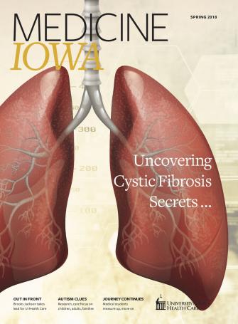 picture of lungs on cover of Medicine Iowa magazine's Spring 2018 issue 
