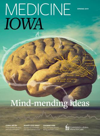 cover of Medicine Iowa Magazine with image of brain