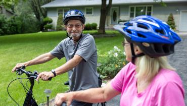 Daimon Cundiff on his bicycle