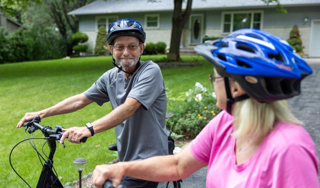Daimon Cundiff on his bicycle
