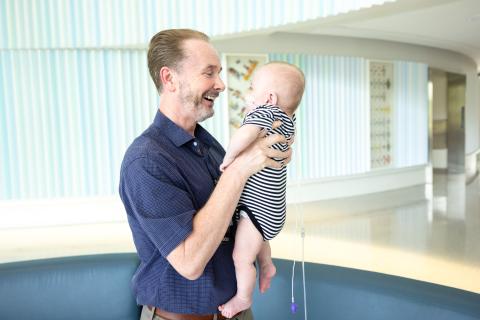 Neonatology division director Patrick McNamara with Nash Keen