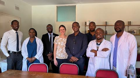 Rebecca Reynolds with members of the medical team at University Teaching Hospital in Lusaka, Zambia.